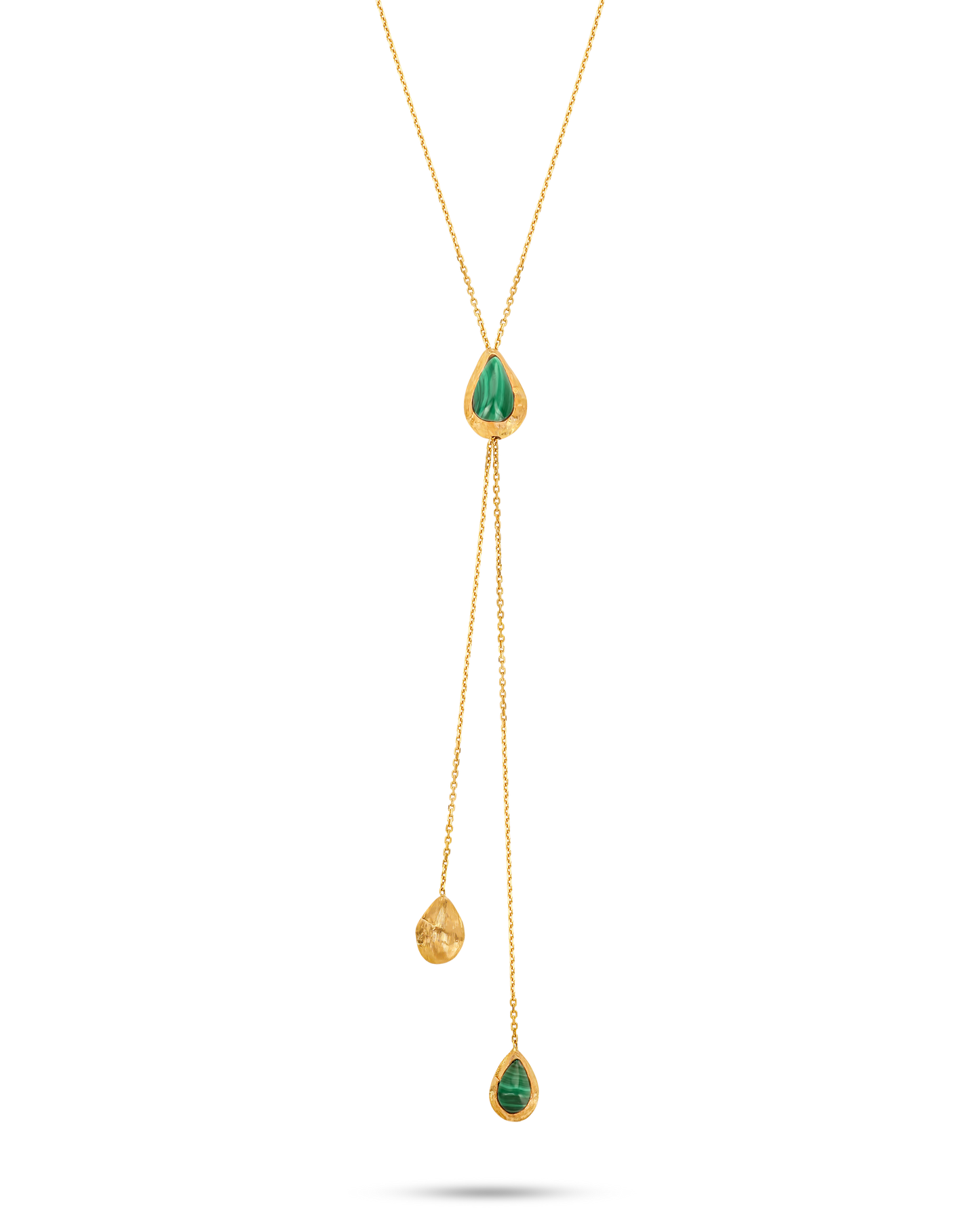 18K Gold Malachite Cardamon Bolero Necklace Grande - Nado's Jewellery