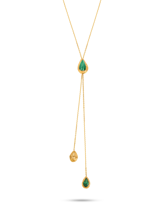 18K Gold Malachite Cardamon Bolero Necklace Grande