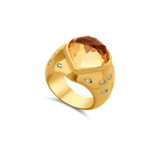  Diamanti Collection 18K Gold Teardrop Citrine & Diamond Ring