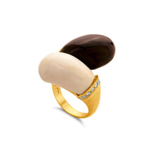  Diamanti Collection Two Wave Black & White Onyx 18K Gold Ring