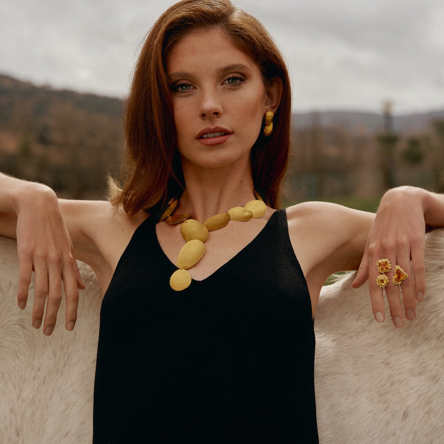Pietre Collection 18K Gold Disconnected Triple Citrine Ring - Nado's Jewellery