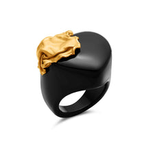  Bordi Collection 21K Gold Foil Effect Heart Shaped Black Onyx Ring