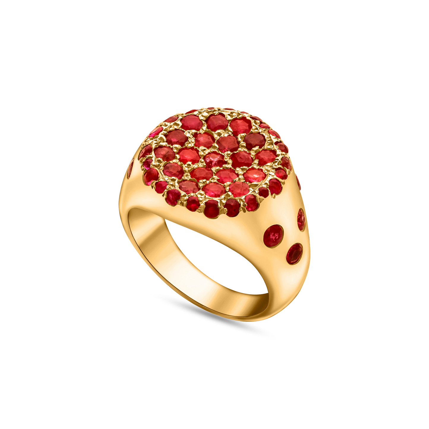 Pietre Collection 18K Gold Paved Circle Ruby Ring Piccola - Nado's Jewellery
