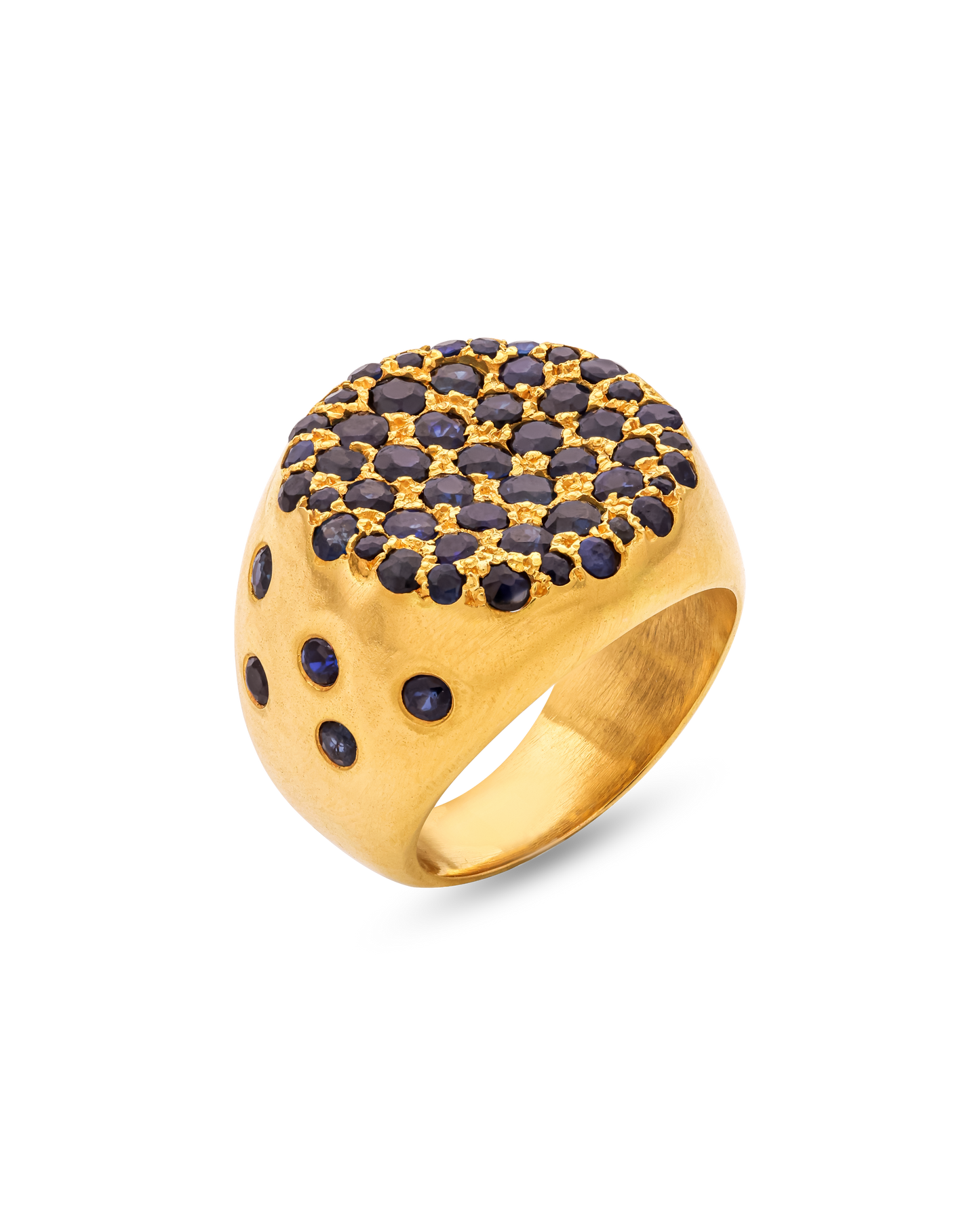 Pietre Collection 18K Gold Paved Circle Sapphire Ring Piccola - Nado's Jewellery