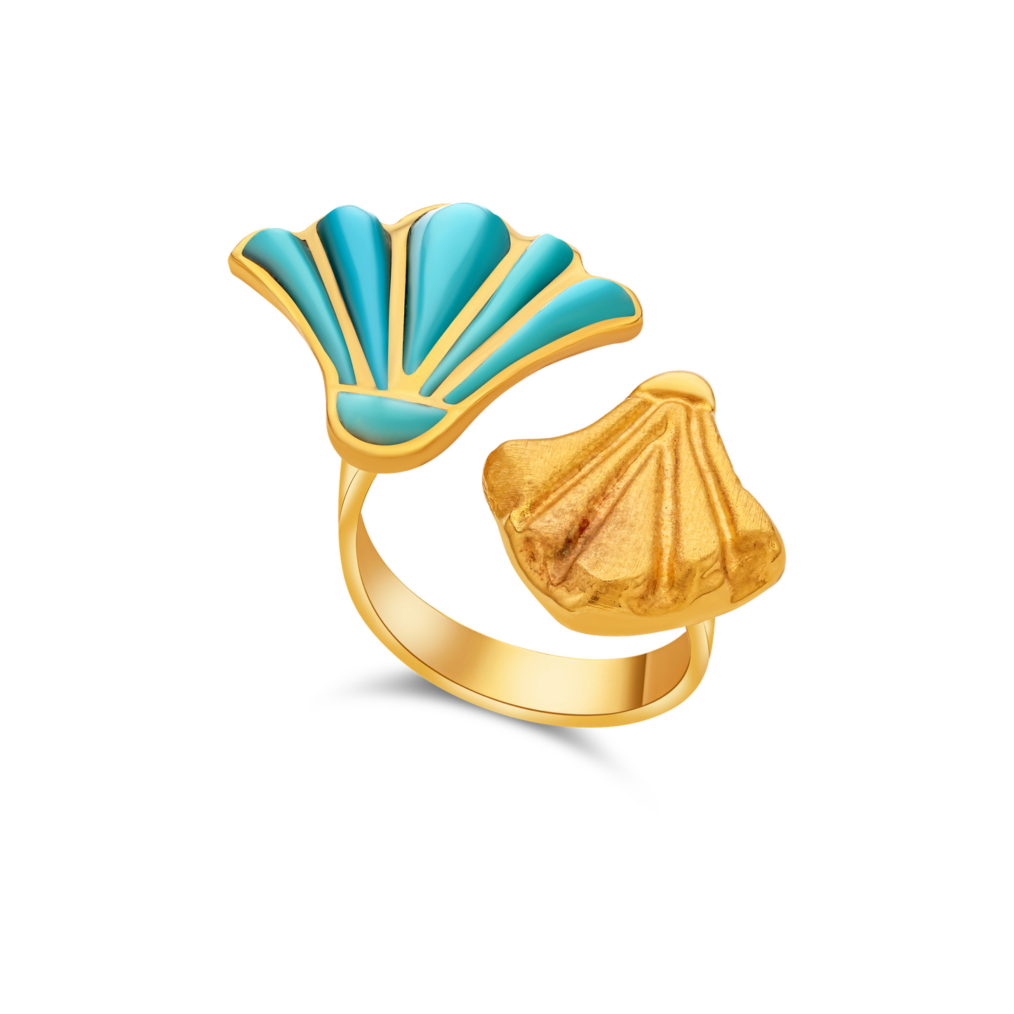 Lotus Collection Turquoise And Gold Disconnected Ring - Nado's Jewellery