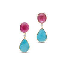  Pietre Collection 18K Gold Turquoise & Ruby Drop Earrings