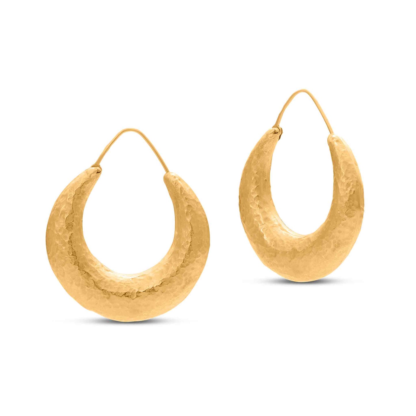 Tesoro Collection 21K Gold Textured Chunky Crescent Earrings - Nado's Jewellery