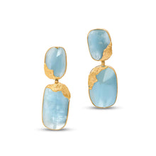  Pietre Collection 21K Gold Double Drop Aquamarine Earrings