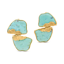  Bordi Collection 21K Gold Turquoise Abstract Drop Earrings