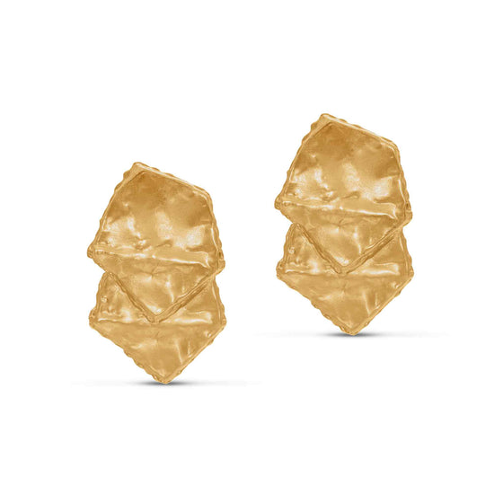 Tesoro Collection 21K Gold Double Honeycomb Earrings