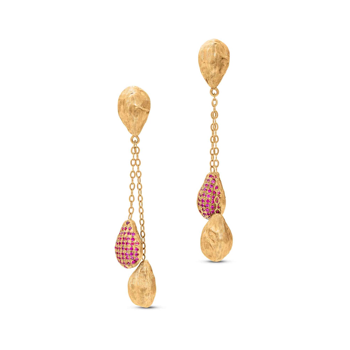 Noccioline Collection 21K Gold & Ruby Cardamom Droplet Earrrings - Nado's Jewellery