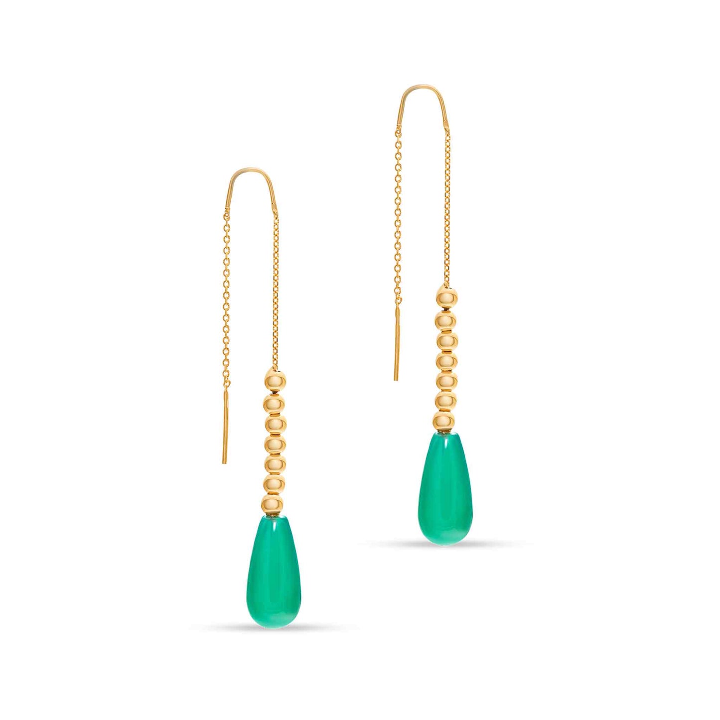 Pietre Collection 18K Gold Agate Threaded Drop Earrings - Nado's Jewellery