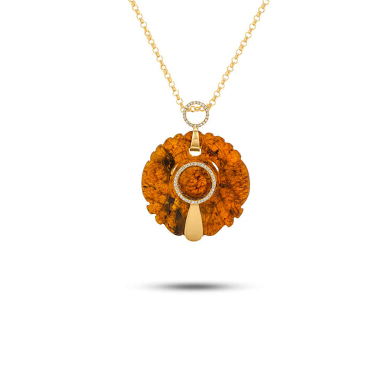 Diamanti Collection 18K Gold Diamonds & Yellow Agate Pendant