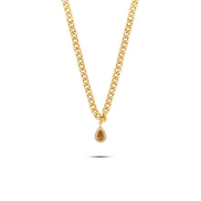  Diamanti Collection 21K Gold Teardrop Citrine & Diamonds Curb Link Necklace