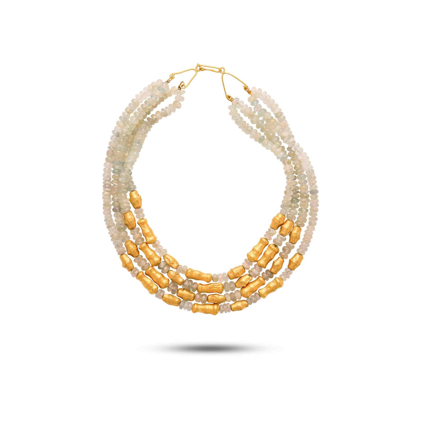 Pietre Collection 21K Gold & Aquamarine Multi-Tier Necklace - Nado's Jewellery