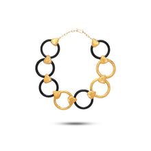  Pietre Collection 21K Gold Black Onyx Rings Ribbed Necklace