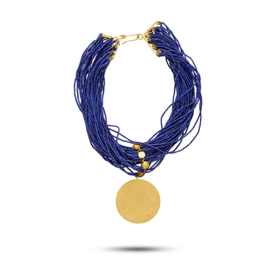 Pietre Collection 21K Gold Coin Multi-Strand Lapis Collier