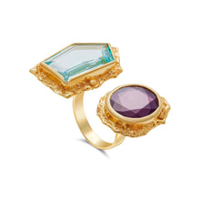  Pietre Collection 18K Gold Disconnected Ruby & Aquamarine Ring